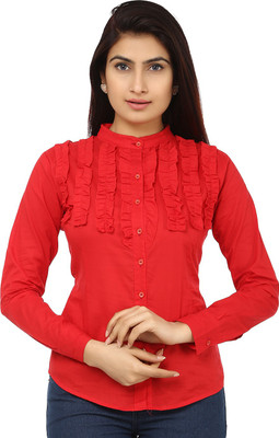

TeeMoods Women's Solid Casual Shirt, Red