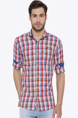 

Fifty Two Men's Checkered Casual Maroon, Blue Shirt