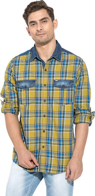 

Mufti Men's Checkered Casual Multicolor Shirt, Mustard