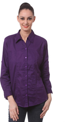 

Being Fab Women's Solid Casual Purple Shirt, Dark purple