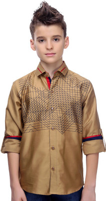 

MashUp Boys Printed Casual Beige Shirt