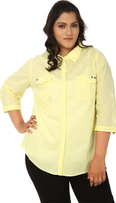 

LASTINCH Women's Solid Casual Yellow Shirt
