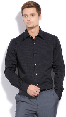 

Park Avenue Men's Striped Formal Black Shirt, K1