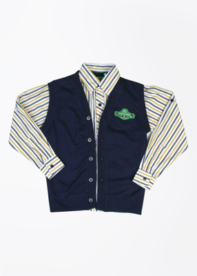 

612 League Boys Striped Casual Yellow, White, Blue Shirt, Navy