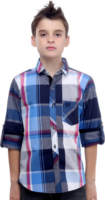 

MashUp Boys Checkered Casual Blue Shirt