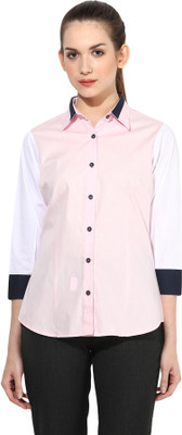

Dazzio Women's Solid Formal Pink, White, Blue Shirt