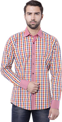 

Tag & Trend Men's Checkered Casual Red Shirt, Fire brick red