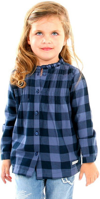 

Cherry Crumble California Girls Checkered Casual Blue Shirt, Blue checks
