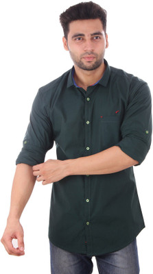 

Studio Nexx Men's Solid Casual Dark Green Shirt