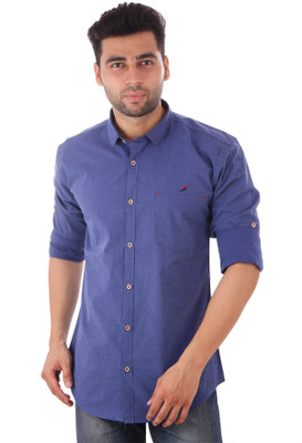 

Studio Nexx Men's Solid Casual Dark Blue Shirt