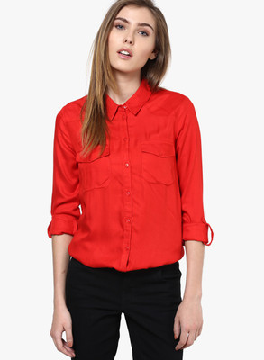 

Vero Moda Women's Solid Casual Red Shirt, High risk red