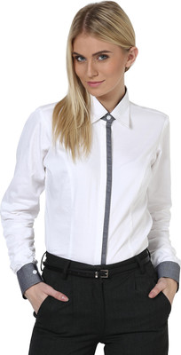 

Dazzio Women's Solid Formal White, Grey Shirt