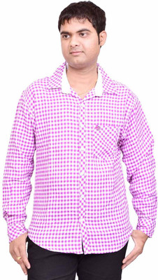 

British Terminal Men's Checkered Casual Purple Shirt