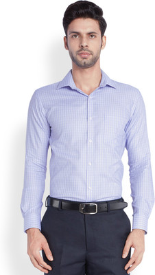 

Park Avenue Men's Checkered Formal Blue Shirt