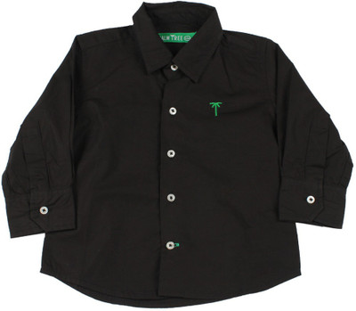 

Palm Tree Baby Boys Solid Casual Black Shirt, 1396