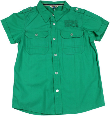 

People Boys Solid Casual Green Shirt