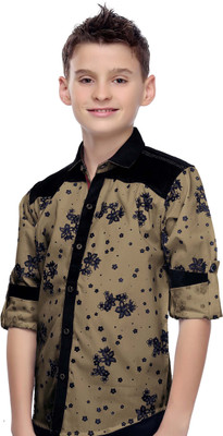 

MashUp Boys Floral Print Casual Brown Shirt