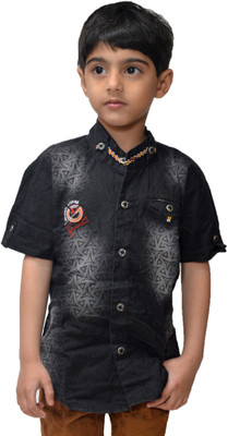 

Crux & Hunter Boy's Solid Casual Black Shirt