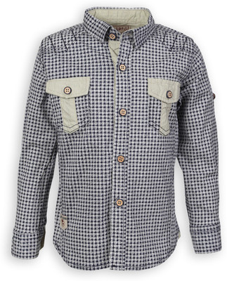

Lilliput Boy's Printed Casual Blue Shirt, Navy
