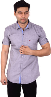 

Studio Nexx Men's Solid Casual Spread Collar Shirt, Grey
