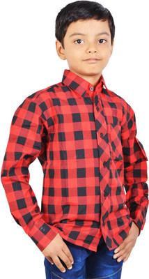 

Gkidz Boys Checkered Casual Red Shirt