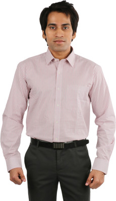 

Desar Rana Men's Striped Formal Red, White Shirt, Red and white