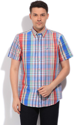 

Nautica Men's Checkered Casual Multicolor Shirt, Bright wht