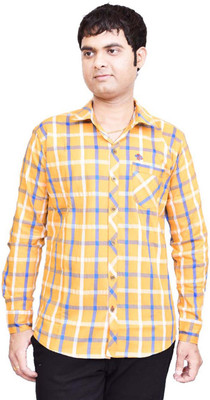 BRITISH TERMINAL Men Checkered Casual Yellow Shirt