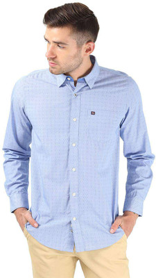

London Fog Men's Polka Print Casual Blue Shirt