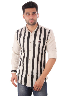 

Studio Nexx Men's Printed Casual Beige Shirt, Beige;black