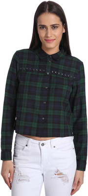 

Vero Moda Women' Checkered Casual Blue Shirt, Navy blue