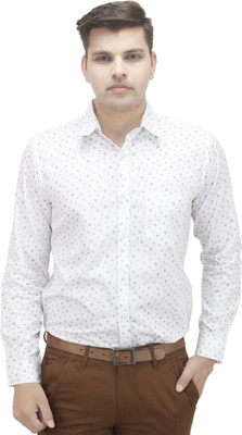 

Leaf Men' Printed Casual White, Black Shirt