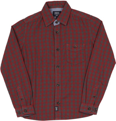 

Indian Terrain Boys Checkered Casual Grey, Red Shirt, Rust