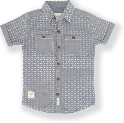 Tonyboy Boys Printed Casual Dark Blue Shirt