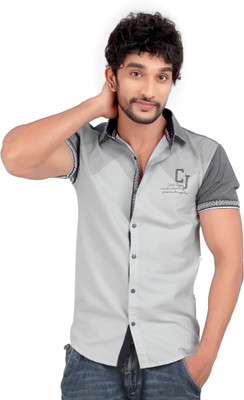 

Carbone Men's Printed Casual Grey Shirt, Lightgrey