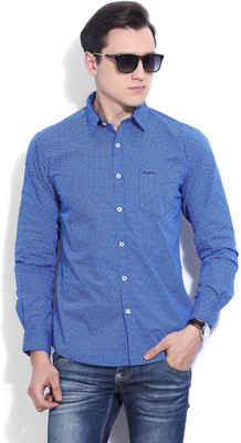 

Pepe Jeans Men's Polka Print Casual Blue Shirt, Royal