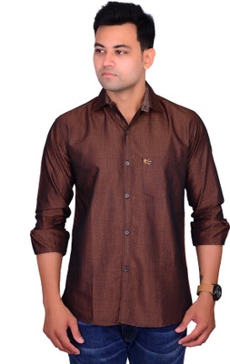 BRITISH TERMINAL Men Solid Casual Brown Shirt
