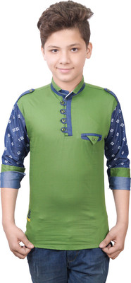 

Ice Blue Boys Solid Casual Green Shirt