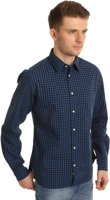 

Indian Terrain Men's Checkered Casual Blue Shirt, Cobalt
