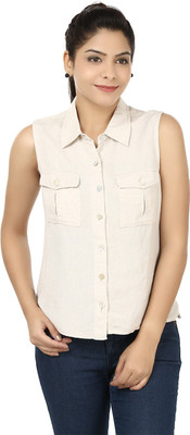 

Eves Pret A Porter Women's Solid Casual Beige Shirt, Cream