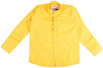 

Little Man Boy's Solid Casual Yellow Shirt