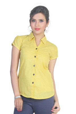 

Ten on Ten Women's Polka Print Casual Yellow Shirt