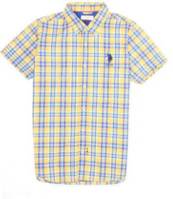 US Polo Kids Boys Checkered Casual Yellow Shirt available at flipkart for Rs.599