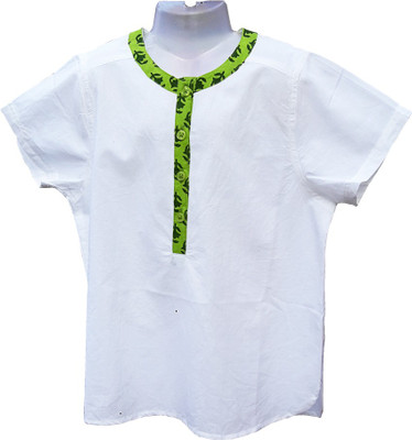 

Aummade Baby Boys Solid, Printed Casual Green, White Shirt
