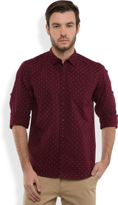 55 OFF on HIGHLANDER Men Printed Casual White Maroon Shirt on