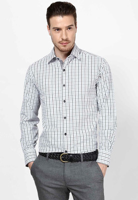 

Dazzio Men's Checkered Casual Grey Shirt, White