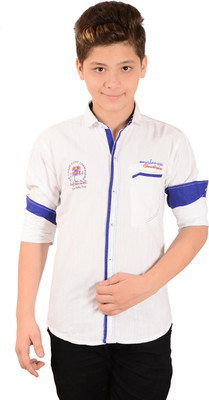 Anry Boys Solid Casual White Shirt