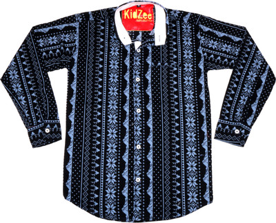 

Kidzee Boys Self Design Casual Blue Shirt