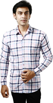 

Kraasa Men's Checkered Casual Pink, Blue, White Shirt