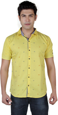 

Carbone Men's Printed Casual Yellow Shirt